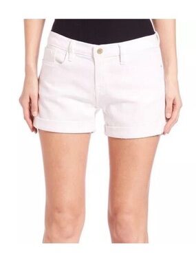 Frame Le Cutoff White Low Rise Cuffed Denim Jean Shorts Size 30 New